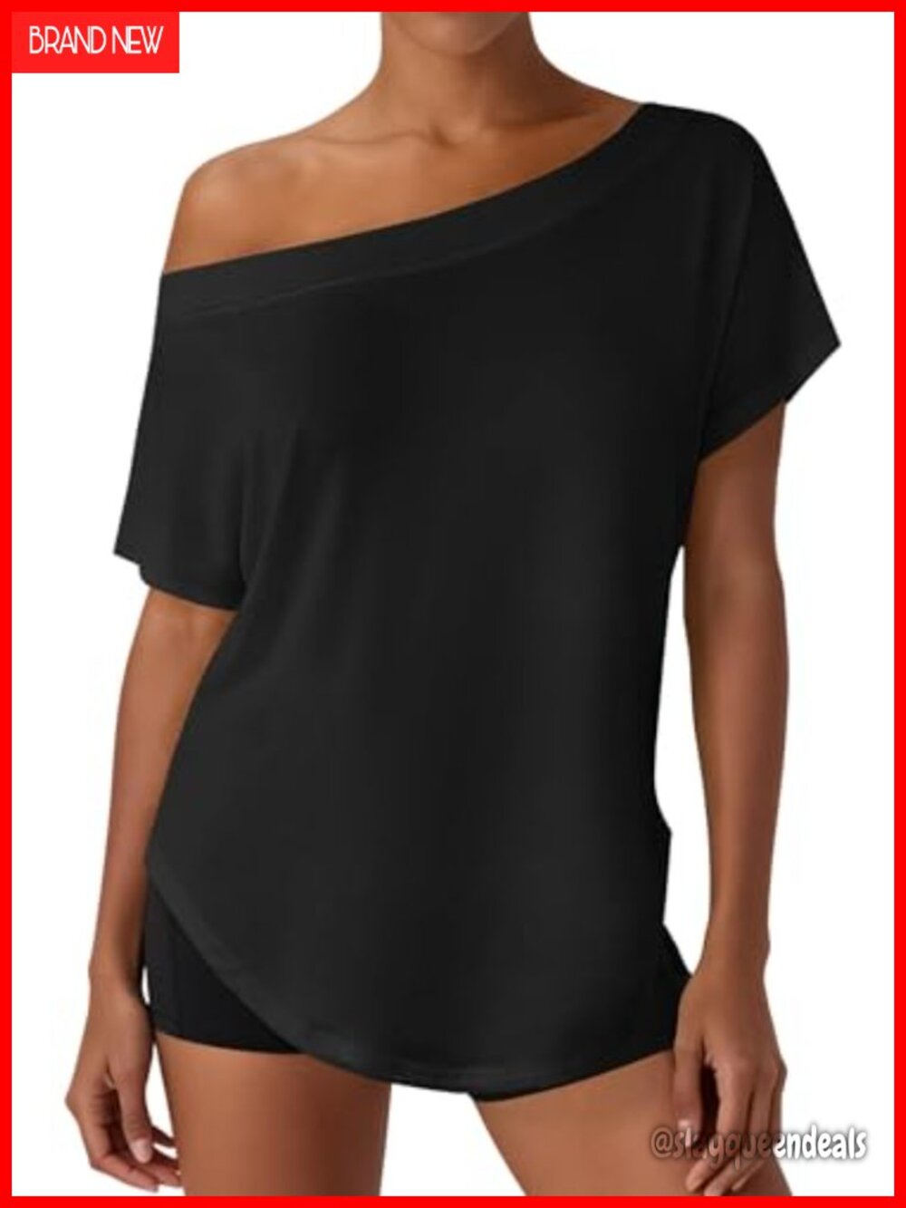 Hilinker Sheer Off Shoulder Mesh Short Sleeve Tunic Top